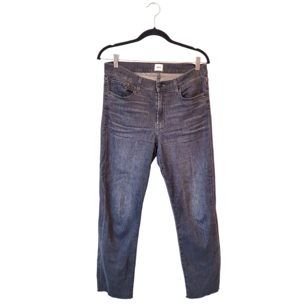 Edwin Anthropologie Women's Charcoal Grey Straight Leg Raw Hem Jeans Size 29